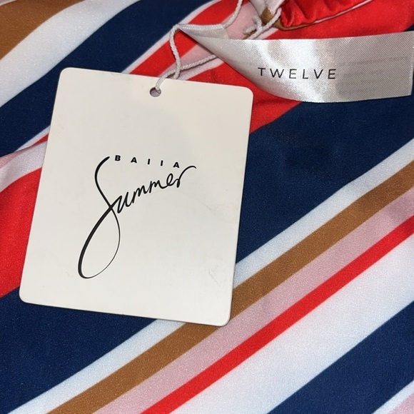 BAlIA Monaco wrapsuit one shoulder striped body piece swimsuit NWT | size 12 - Picture 8 of 9